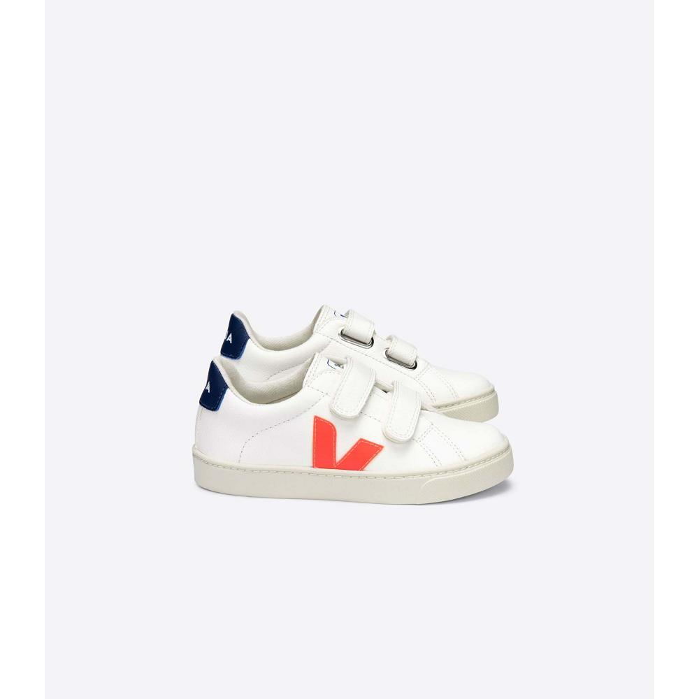 White/Orange/Navy Kids\' Veja ESPLAR CHROMEFREE Sneakers | AU 834AHK